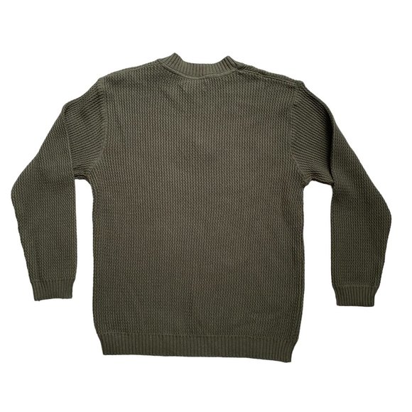 R&R Outdoors Henley Thermal Knit Sweater Olive Green Gorpcore Outdoor Rugged-M - Picture 7 of 10